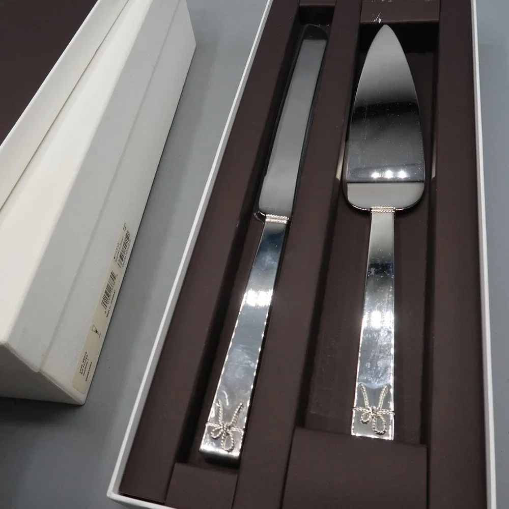 Wedgewood Vera Wang Love Knots Flute Champagne & Cake Knife Server Wedding Set